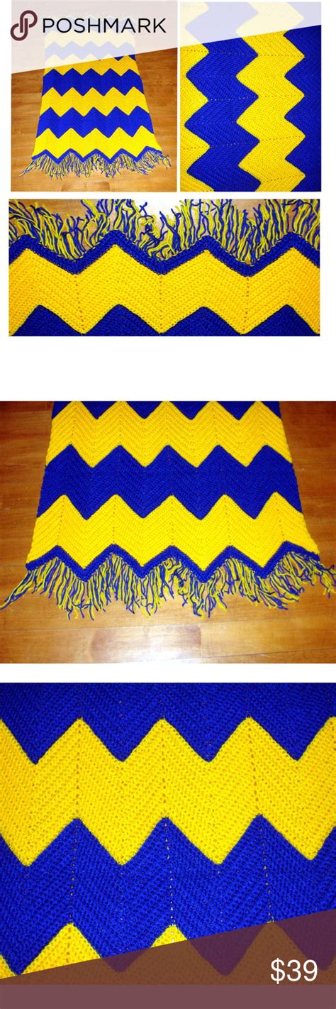 blue and gold throwing blanket